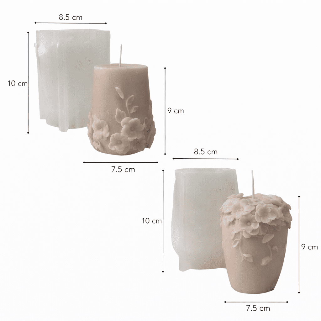 Kaars mal - Cilinder Bloemen Set - Afbeelding 2