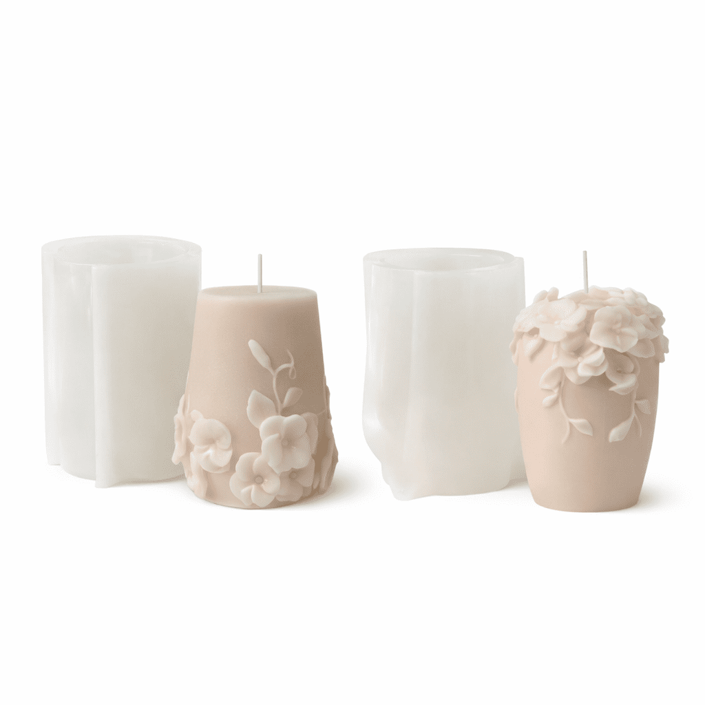 Kaars mal - Cilinder Bloemen Set