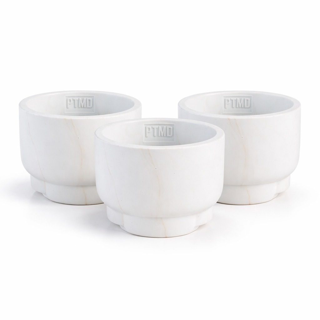 Kaars potten - PTMD Marmy Crème