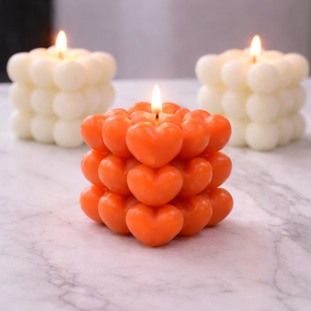 Kaars mal - Kubus Hart - Afbeelding 3