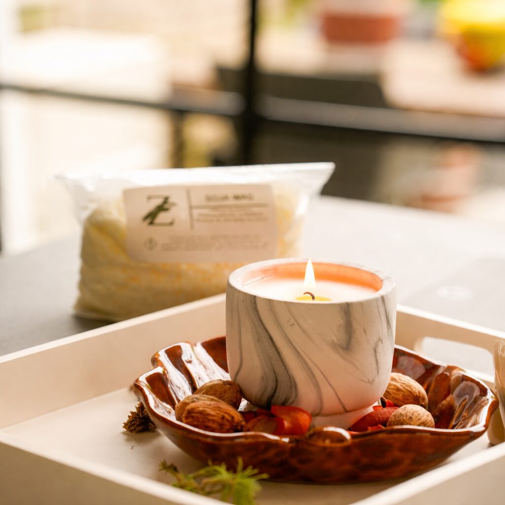 Kaars potten - PTMD Marmy Wit/Zilver - Afbeelding 2