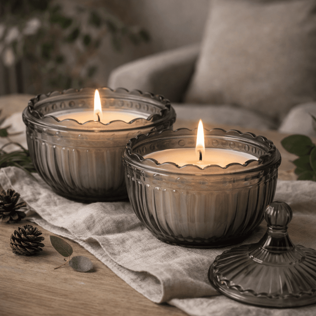 Kaars Potten - Glas Antraciet - Afbeelding 2